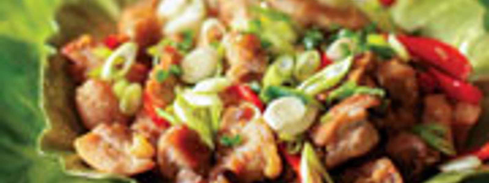 Asian lettuce cups with caramelized chicken