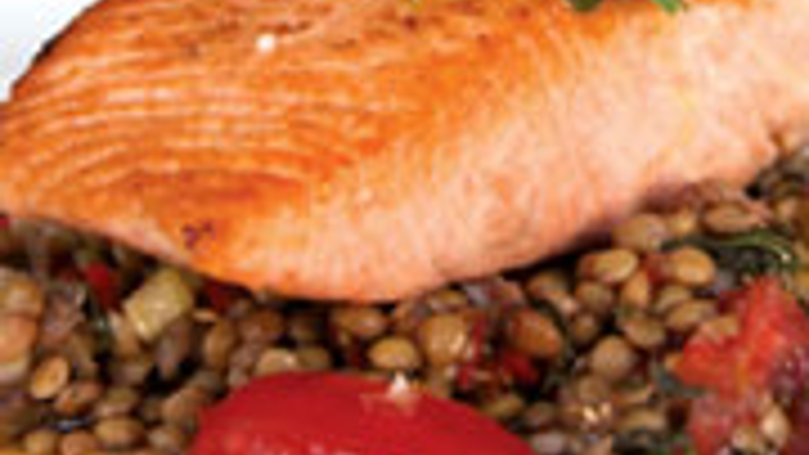 Pan roasted wild salmon with Umbrian lentil salad