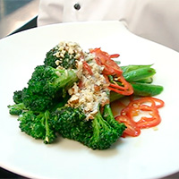 Broccolini with Fresno peppers, brown butter and almonds