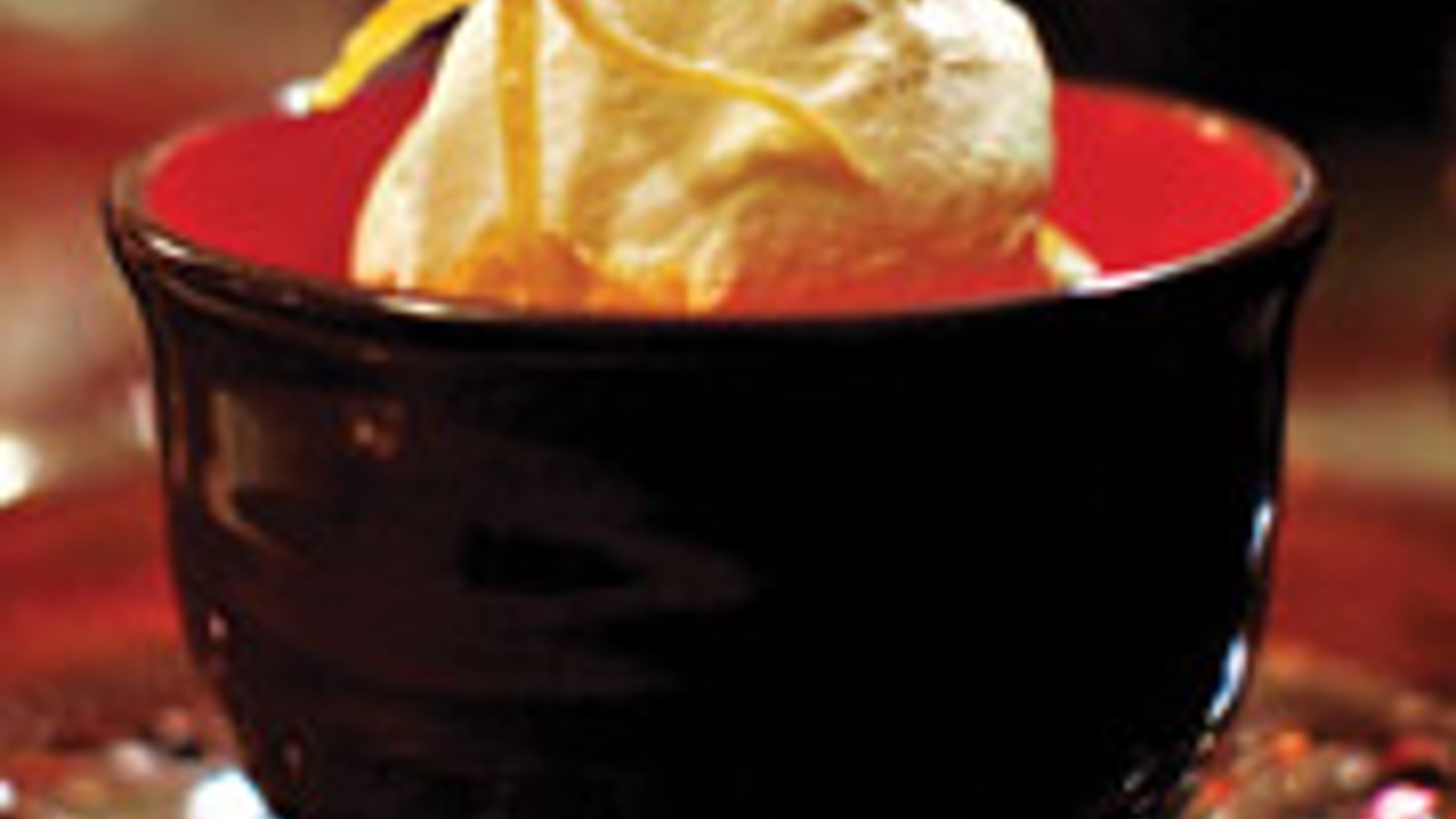 Meyer lemon pudding with candied lemon rind