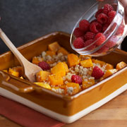 Roasted butternut squash and raspberries