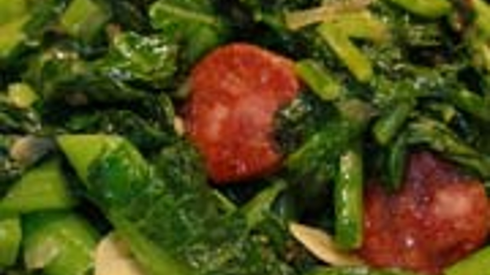 Spicy Indian mustard greens and Spanish chorizo